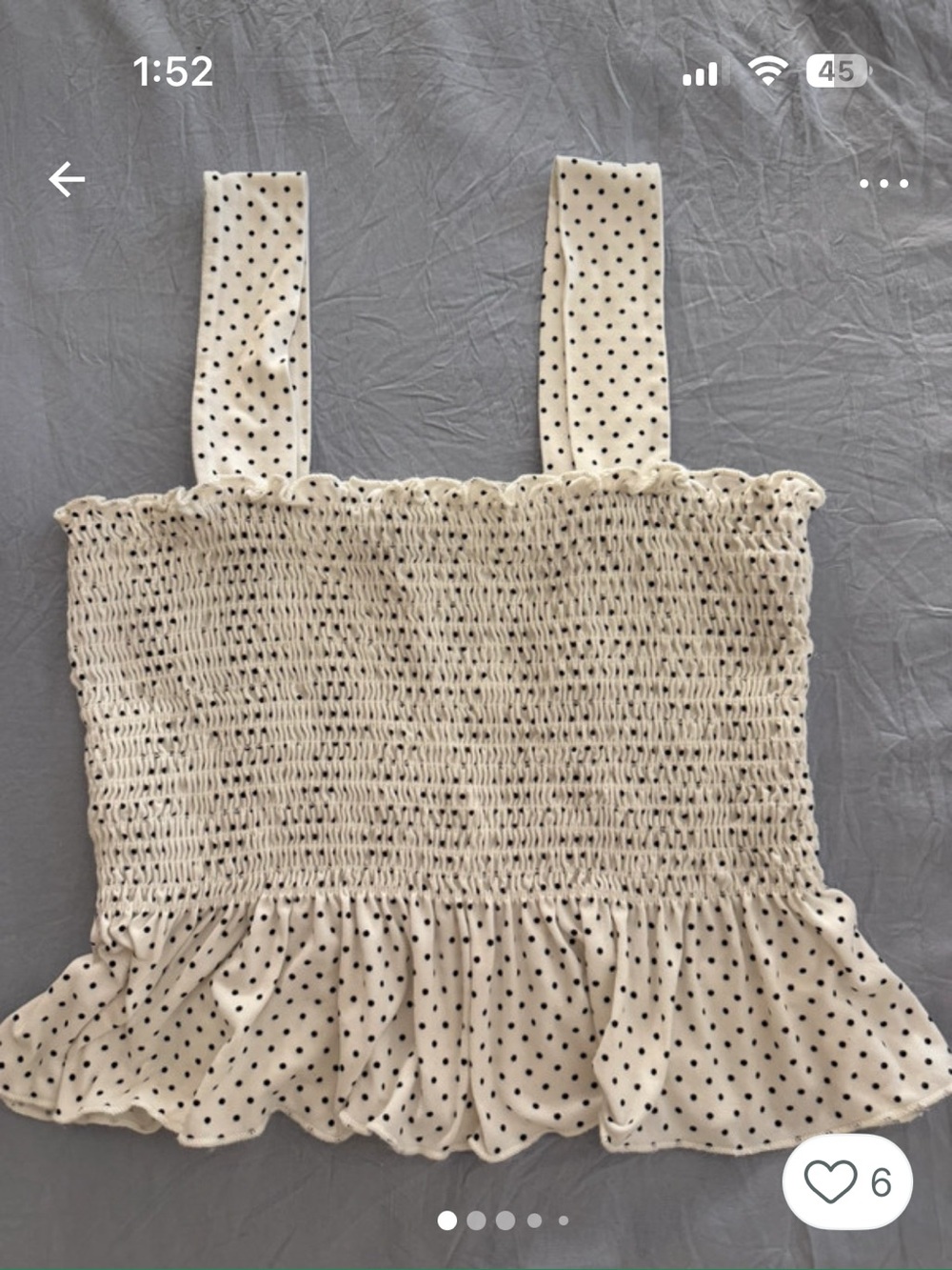 Urban Outfitters Cream Polka Dot Smocked Tank